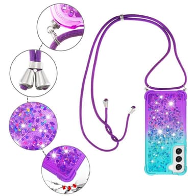 SKALO Samsung S23 Kvicksand Glitter Mobile Collar - Turkis-Lilla