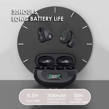 Trådløse åbne øre-hovedtelefoner Bluetooth 5.3 Sort