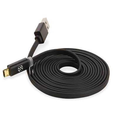 Flatout ladekabel Micro USB stik 200 cm - sort