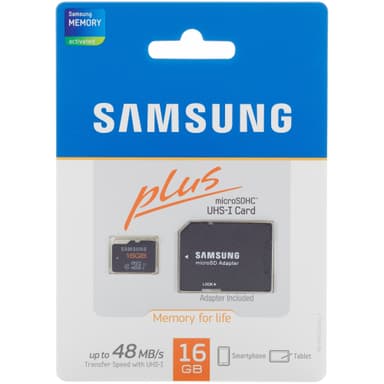 Samsung Plus 16GB microSDHC hukommelseskort/ SD-adapter