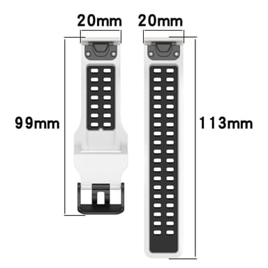 Klockarmband silikon Hvid 20 mm Garmin Fenix 7S/7S Solar/7S Sapphire Solar/6S/6S Pro/5S/5S Plus/Instinct 2S