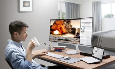 Samsung C34F791 buet 34" gaming PC-skærm - hvid/sølv