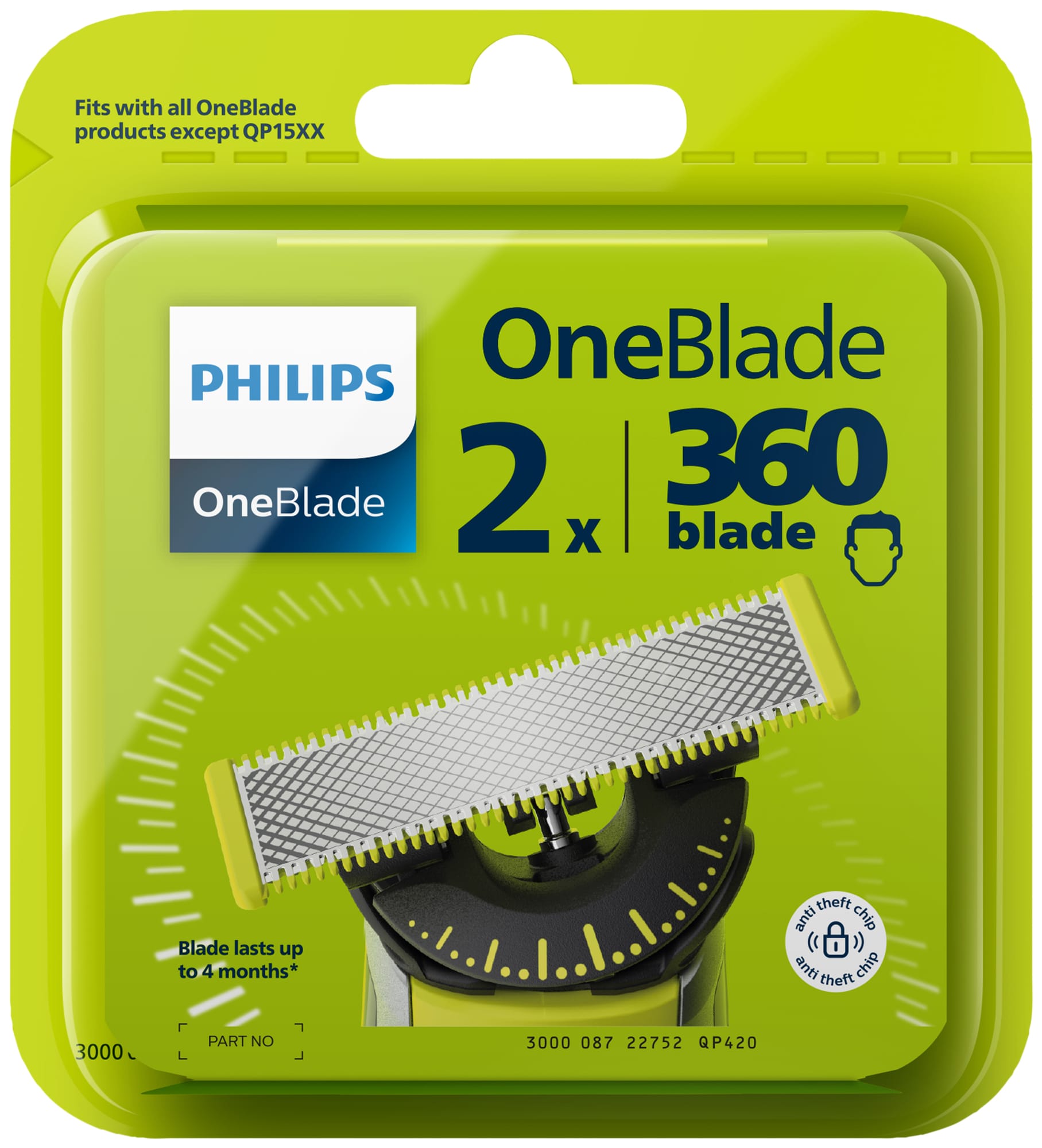 Philips OneBlade 360 erstatningsblad QP420/50 (2-pak) thumbnail