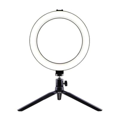 Selfielampa / Ring light, 26 cm med stativ och mobilhållare