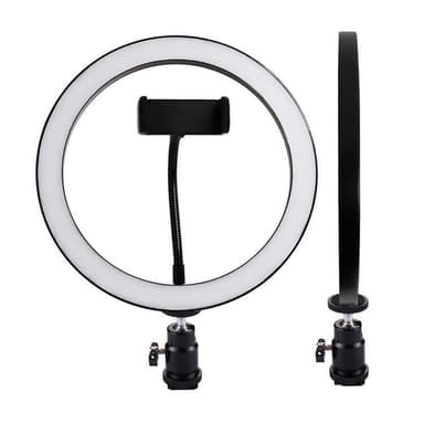 Selfielampa / Ring light, 26 cm med stativ och mobilhållare