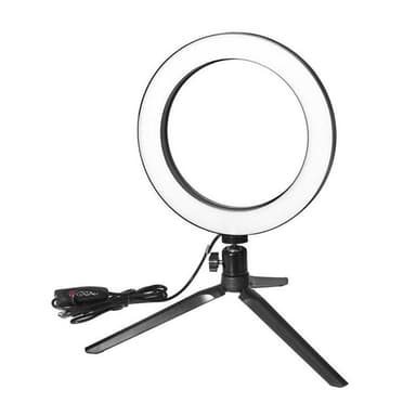 Selfielampa / Ring light, 26 cm med stativ och mobilhållare