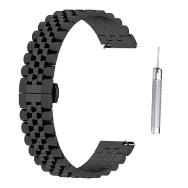 Justerbar universel 22 MM femrækket perleurrem Sort