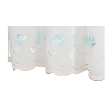 Broderi Blomster Kort Gardin Blå 132x53x1 cm