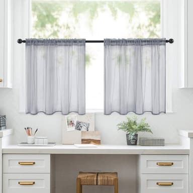 Simple Elegant Short Curtain 2-Pack Grå 76x60 cm