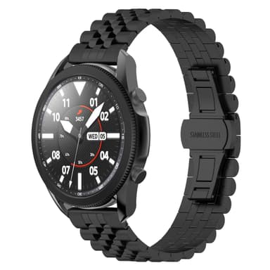Justerbar universel 22 MM femrækket perleurrem Sort