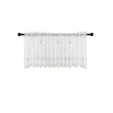 Broderi Blomster Kort Gardin Blå 132x53x1 cm