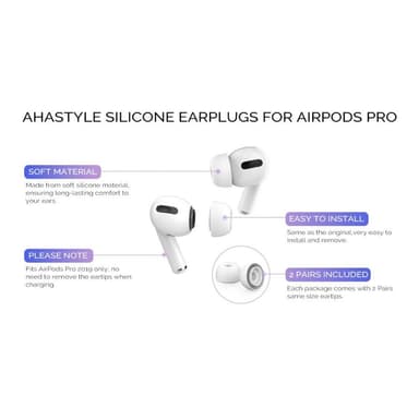 AHASTYLE AirPods Pro 1/2 Silikone Ørepropper S+M+L - Sort