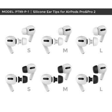 AHASTYLE AirPods Pro 1/2 Silikone Ørepropper S+M+L - Sort