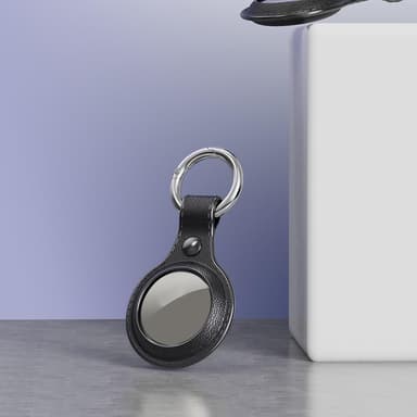 FUKELAI Litchi PU-læder AirTag Holder - Sort