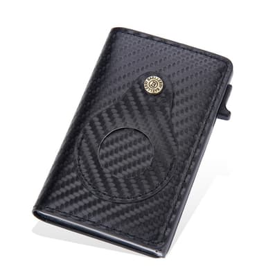 BAELLERY Carbon Fiber PU læderpung AirTag - Sort