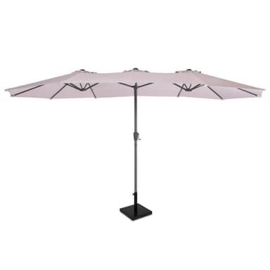 VONROC Premium Parasol Iseo 460x270cm - Kombisæt inkl. base 26kg - Ekstra stor - UV-resistent - Beige - Inkl. overtræk