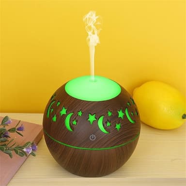 Luftfugter/Aroma Diffuser med 7 LED'er, Mørkt træ med nattehimmel