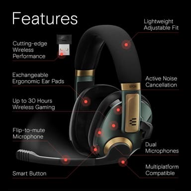 EPOS H3PRO HYBRID trådløst gaming-headset (grøn)