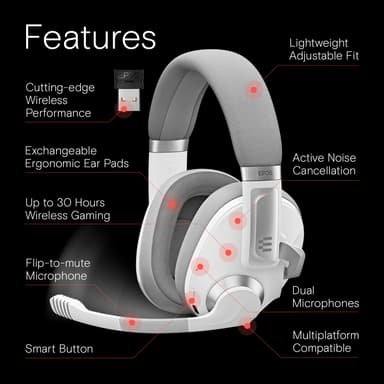 EPOS H3PRO HYBRID trådløst gaming-headset (hvid)
