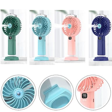 Genopladelig minifugter dugventilator 5 hastigheder Blå