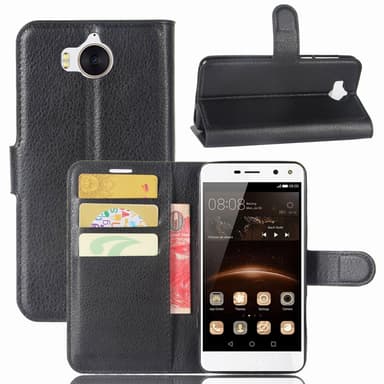 Til Huawei Y6 (2017) Litchi Texture Taske - Sort