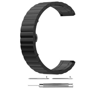 Urarmbånd i rustfrit stål Sort 22 mm Huawei Honor Watch, 22mm, Samsung galaxy watch 3 45 mm, Samsung Galaxy Watch 46 mm, Samsung Gear S3 Classic, Samsung Gear S3 Frontier