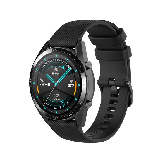Urrem silikone Sort Honor Watch GS 3i/GS3/GS Pro/Magic Watch 2 46 mm/Magic Watch 1st Gen/Watch Dream, Huawei Watch GT3 SE/Watch Buds/GT Runner/Watch 3/3 Pro