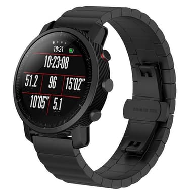 Urarmbånd i rustfrit stål Sort 22 mm Huawei Honor Watch, 22mm, Samsung galaxy watch 3 45 mm, Samsung Galaxy Watch 46 mm, Samsung Gear S3 Classic, Samsung Gear S3 Frontier
