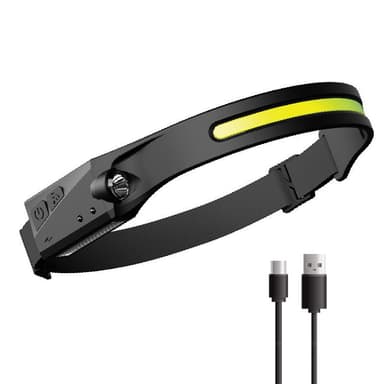 Genopladelig pandelampe COB LED pandebånd Sort 2-pack
