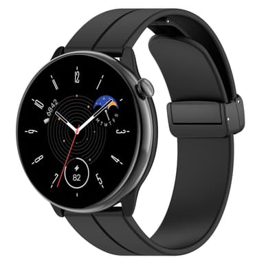 INF Urrem magnetisk spænde silikone Sort 22 mm Samsung Galaxy Watch 3 45 mm/Gear S3 Classic, Frontier, Huawei Watch Buds/GT Runner/GT2 Pro, Xiaomi Watch S1 Pro, Garmin Forerunner 255/Vivoactive 4