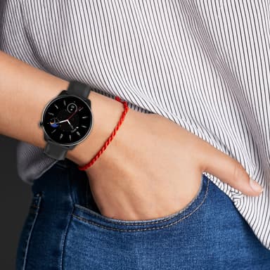 Urrem i ægte læder Sort 22 mm Samsung Galaxy Watch 3 45 mm/Gear S3 Classic, Frontier, Huawei Watch Buds/GT Runner/GT2 Pro, Xiaomi Watch S1 Pro, Garmin Forerunner 255/Vivoactive 4