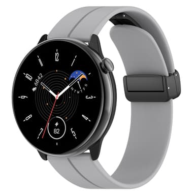 Urremme magnetisk spænde silikone Grå 20 mm Samsung Galaxy Watch 5/5 Pro/4/4 Classic/3 41 mm, Huawei Watch GT3 42 mm/GT2 42 mm, Huami Amazfit GTR 4 Mini/3/2 Mini, Garmin Forerunner 245/245 Music