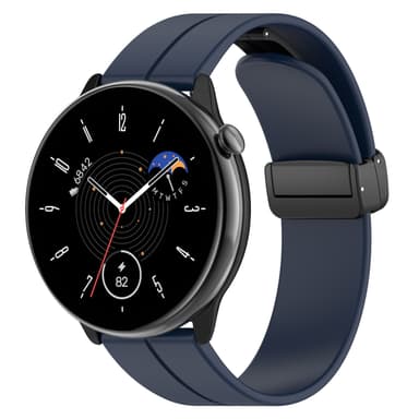 Urremme magnetisk spænde silikone Mørkeblå 20 mm Samsung Galaxy Watch 5/5 Pro/4/4 Classic/3 41 mm, Huawei Watch GT3 42 mm/GT2 42 mm, Huami Amazfit GTR 4 Mini/3/2 Mini, Garmin Forerunner 245/245 Music