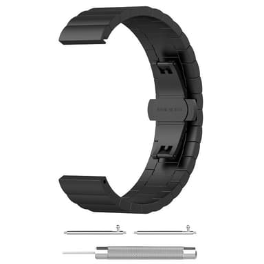 Urarmbånd i rustfrit stål Sort 22 mm Huawei Honor Watch, 22mm, Samsung galaxy watch 3 45 mm, Samsung Galaxy Watch 46 mm, Samsung Gear S3 Classic, Samsung Gear S3 Frontier