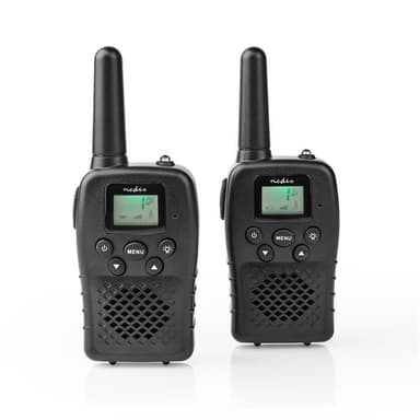Nedis Walkie-talkie Set | 2 Håndsæt | Op til 10 km | Frekvens kanaler: 8 | PTT / VOX | Op til 3 Timer | Sort