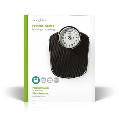 Nedis Personvægt | Analog | Sort | Gummi | Skridsikker platform | Maksimal vejekapacitet: 160 kg