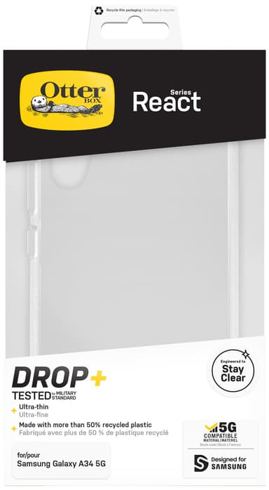 OtterBox React Galaxy A34 5G telefonetui (klar)