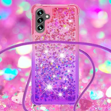 SKALO Samsung A34 5G Kvicksand Glitter Mobile Collar - Pink-Lilla