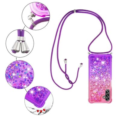 SKALO Samsung A34 5G Kvicksand Glitter Mobile Collar - Pink-Lilla