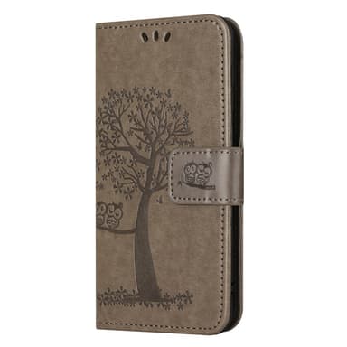 SKALO Samsung A14 4G/5G Owl Tree Flip Cover - Grå