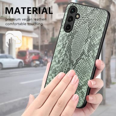 SKALO Samsung A14 4G/5G Snakeskin PU-læder Hybrid Cover - Grøn