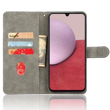 SKALO Samsung A14 4G/5G Flip Cover m. pung i PU-læder - Brun
