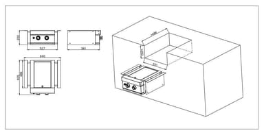 Myoutdoorkitchen - Built-in - Sidebrænder med dobbelte plader, til indbygning