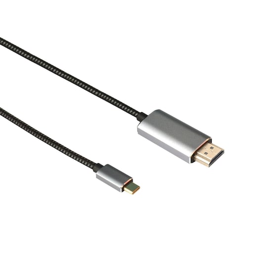 NÖRDIC USBC til HDMI 4K 60Hz 50cm nylon flettet kabel plads grå støtte HDCP1.4 og 2,2 Pure kobber 99,99%
