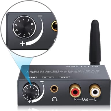Digital til analog konverter 192 kHz DAC med 5,0 Bluetooth optisk koaksial og TOSLINK Digital Audio til Analog Stereo RCA & 3.5mm