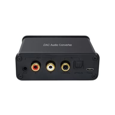 NÖRDIC digital til analog audio konverter, Toslink og Coaxial til RCA L / R audio og 3,5 mm Auxiliary Output Lydstyrkeregulering