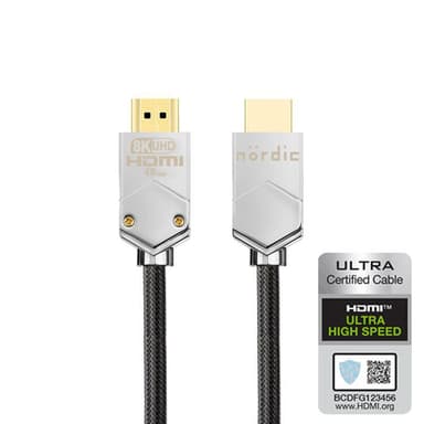 Mart farve Aubergine NÖRDIC CERTIFIED CABLES 1m Ultra High Speed ​​​​HDMI 2.1 8K 60Hz 4K 120Hz  48Gbps Dynamic HDR eARC VRR ekstra slidstærkt nylonflettet kabel forgyldt |  Elgiganten