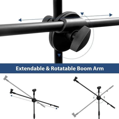 Mikrofonstativet med drejelige boom folde ben justerbar højde 70-145cm