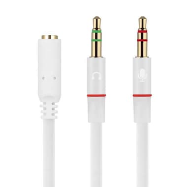 NÖRDIC Audio Adapter headset til computeren 2x3.5mm TRS hana til 1x3,5mm TRRS kvindelige 10cm