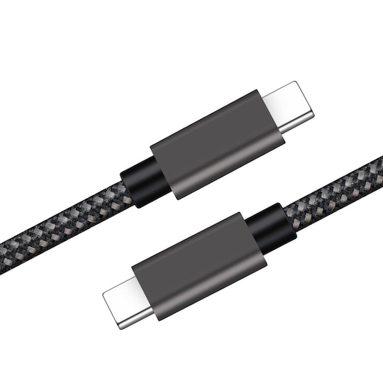 NÖRDIC 2M USB C 3.1 til USB C Nylon Flettet Kabel Hurtig opladning 3A Gen1 5Gbps Power Delivery PD 60W